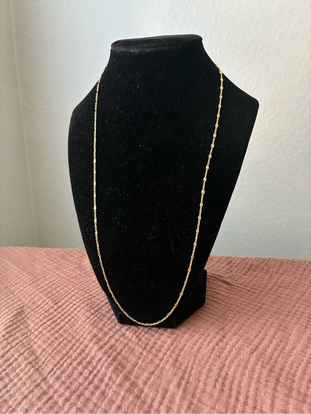 Gold Tone Twist Link Long Necklace - 925 Sterling Silver 24”